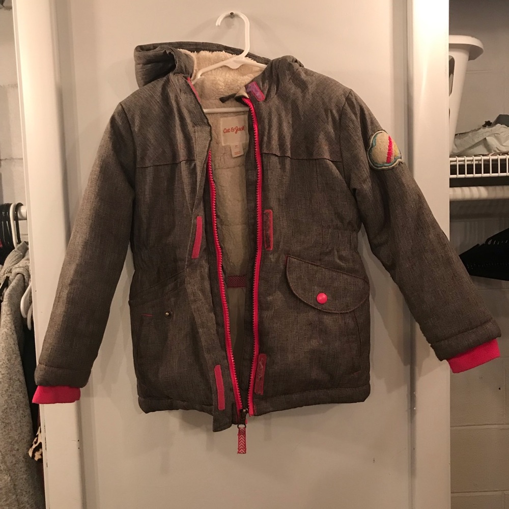 Gray Pink Winter Coat Girl Cat & Jack Sz 5T